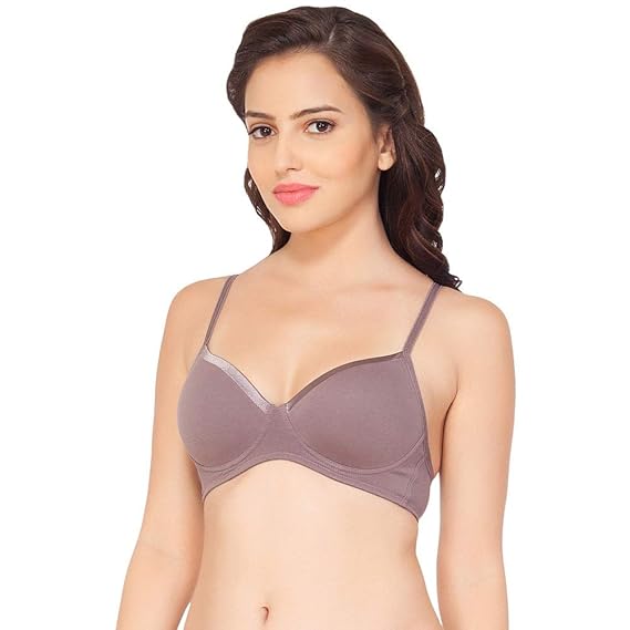 SOIE Women’s Satin Panelled T-Shirt Bra – Padded, Non-Wired, Semi Coverage